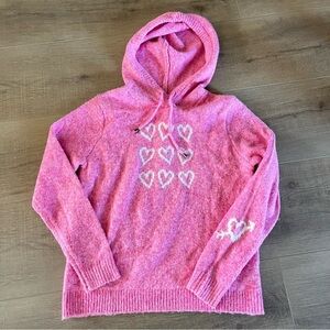 Cupcakes & Cashmere Small Pink Love Hoodie Sweater Valentine Super Soft Hearts‎